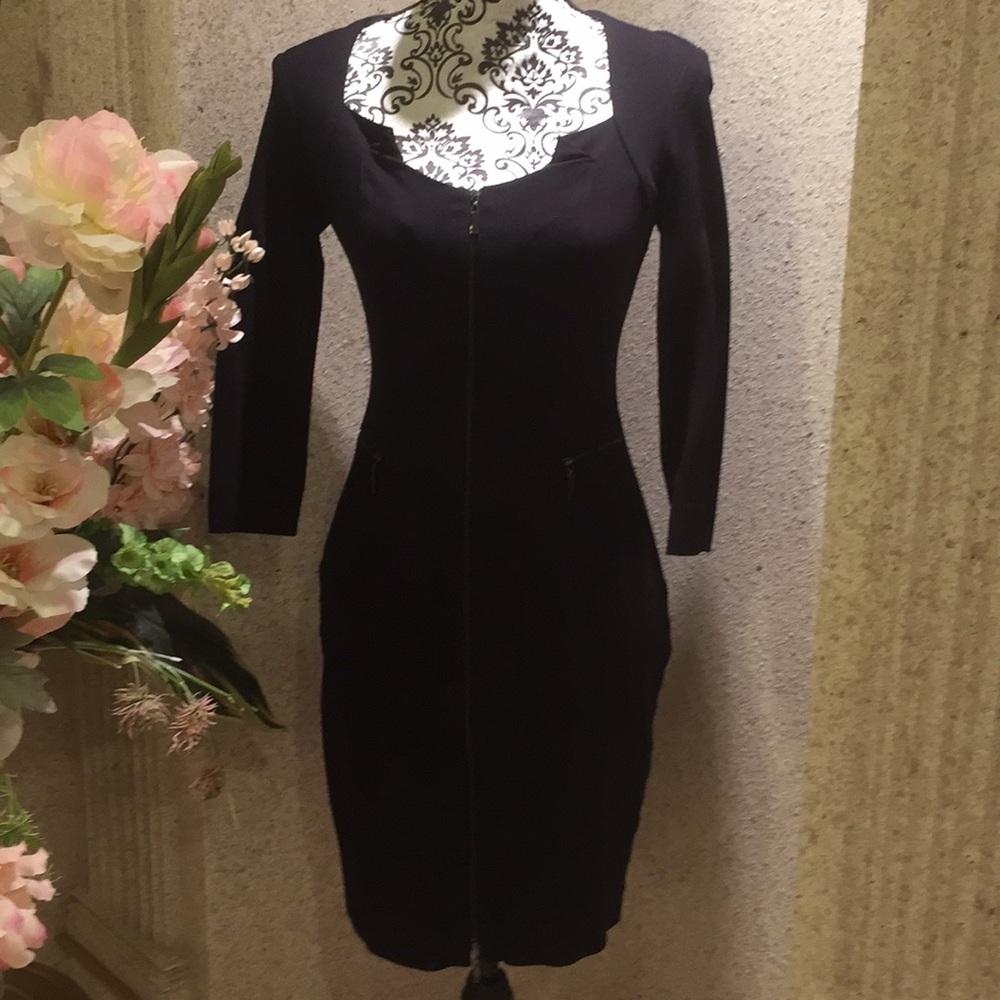 CACHE long sleeve full front zipper dress